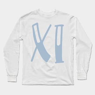 Light Blue Xi Letter Long Sleeve T-Shirt